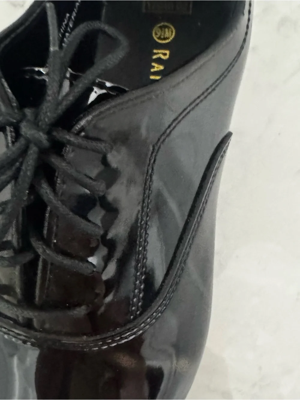 Raffi Black Patent Leather Cap-Toe Oxfords